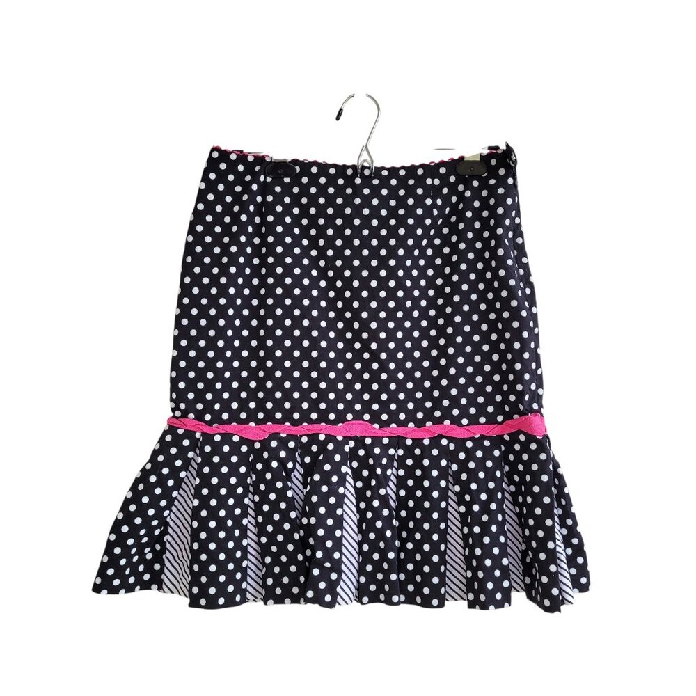Y2K Acorn brand black and white polka dot cotton skirt with pink details